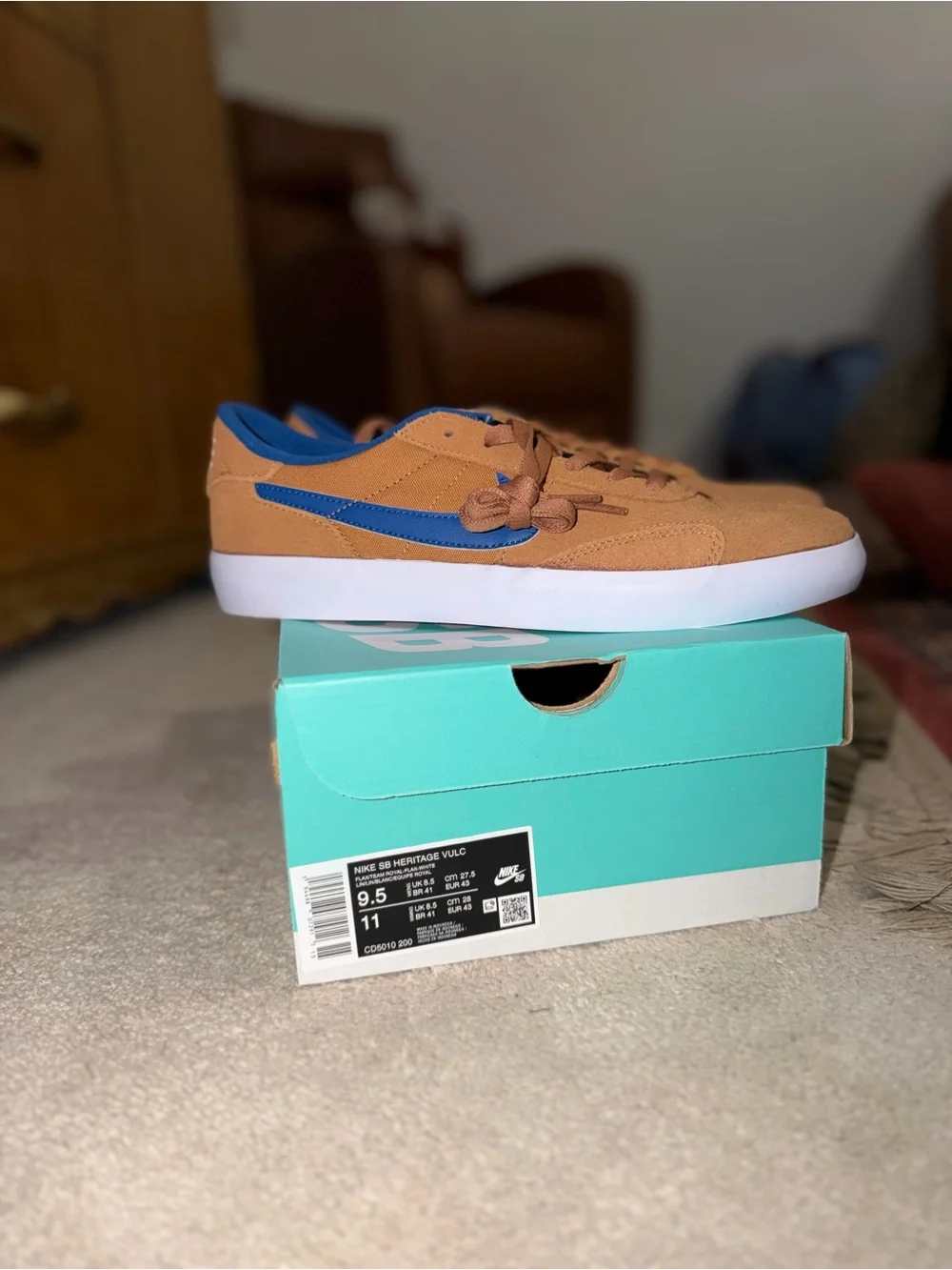 Nike Brown and Blue Low-Top Skate Sneakers